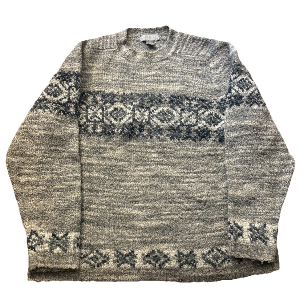 Fogcutter VTG 90s Mens Sweater Heavy Wool Fair Isle V-Neck Sz XL Oversized Ski